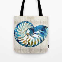 Beachy Art - Nautilus Shell Bleu - Sharon Cummings Tote Bag