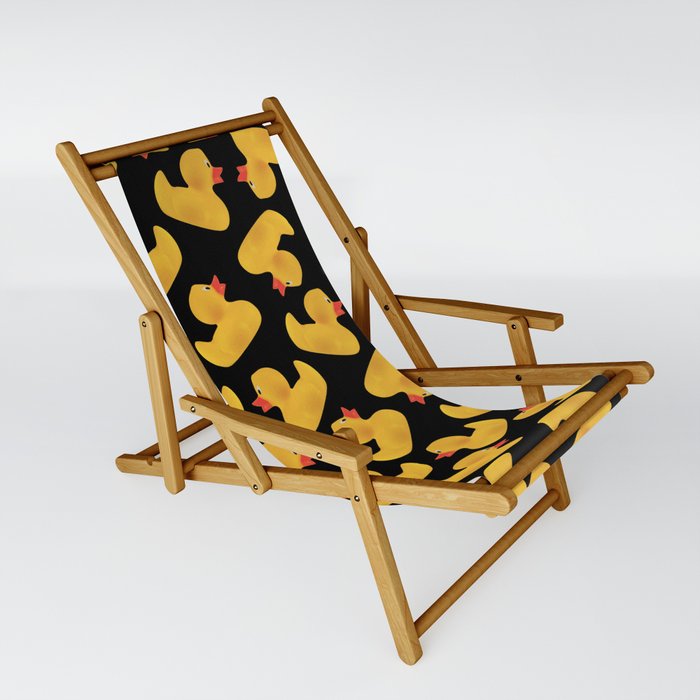 Rubber Duck pattern Design - black Sling Chair