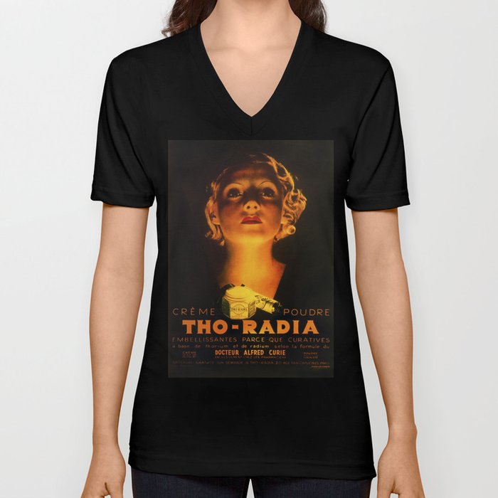 Radioactive Radium Makeup Historic Vintage Ad V Neck T Shirt