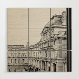 Morning at the Louvre, Paris in France | Architecture | black and white travel photography Art Print Wood Wall Art