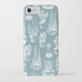Cactus Pattern Teal iPhone Case