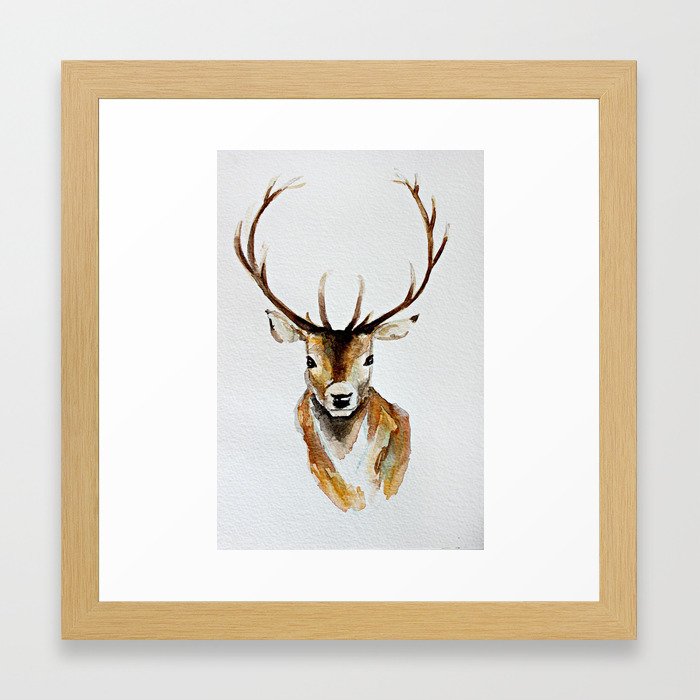 Buck - Watercolor Framed Art Print by craftberrybush | Society6