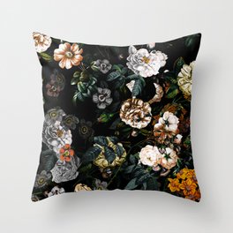 Floral Night Garden Throw Pillow