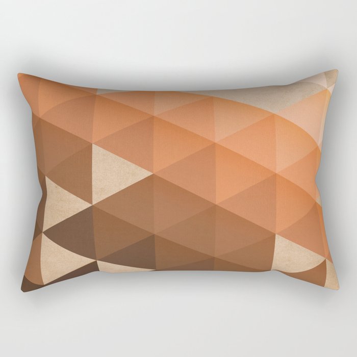 Warm Brown  -  Geometric Triangle Pattern Rectangular Pillow