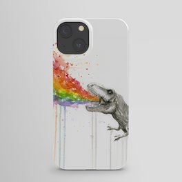 T-Rex Dinosaur Rainbow Puke Taste the Rainbow Watercolor iPhone Case