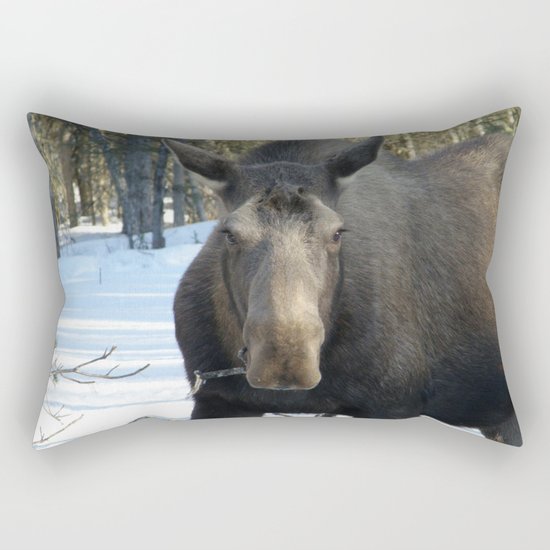 Moose Munching Poplar Lunch Rectangular Pillow