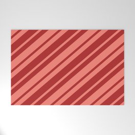 [ Thumbnail: Red and Salmon Colored Lines/Stripes Pattern Welcome Mat ]