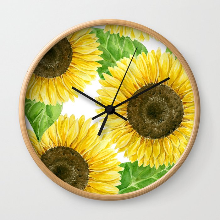 Sunflowers watercolor Wall Clock