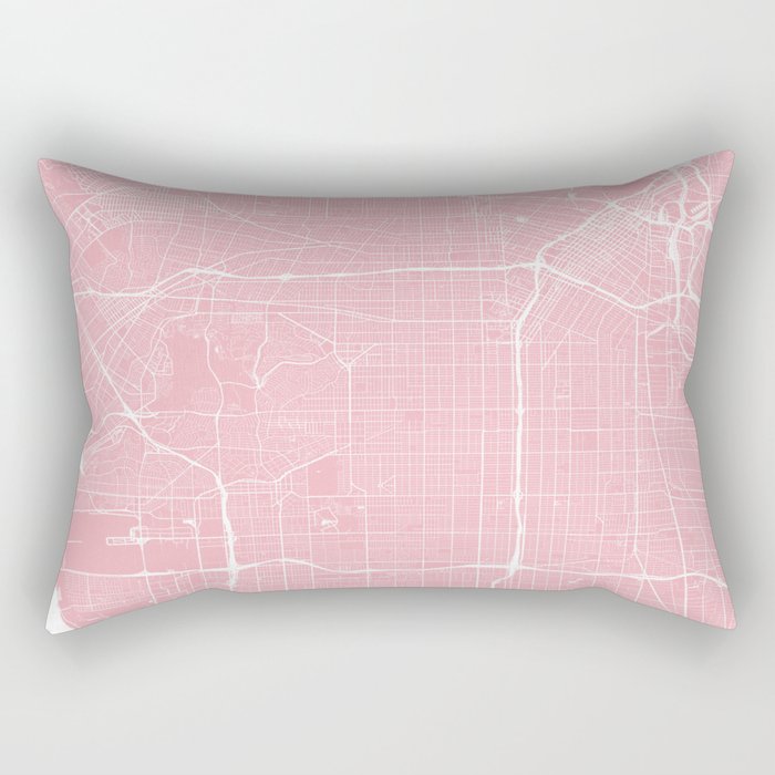 Los Angeles, CA, City Map - Pink Rectangular Pillow