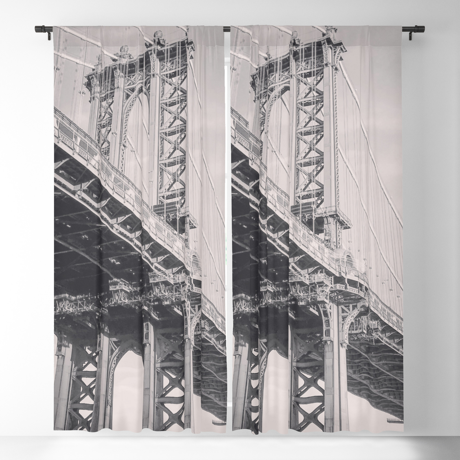 Manhattan Brige New York 3D Blockout Photo Printing Curtains Draps Fabric Window 