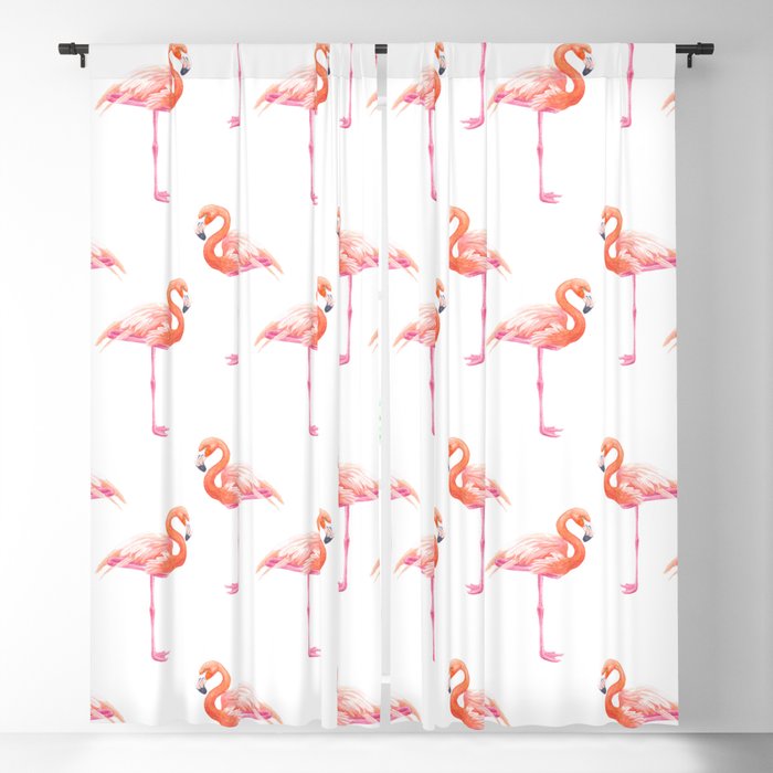 Flamingos watercolor pattern Blackout Curtain
