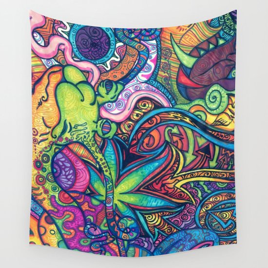Colorful Weed TRIPPY Wall Tapestry