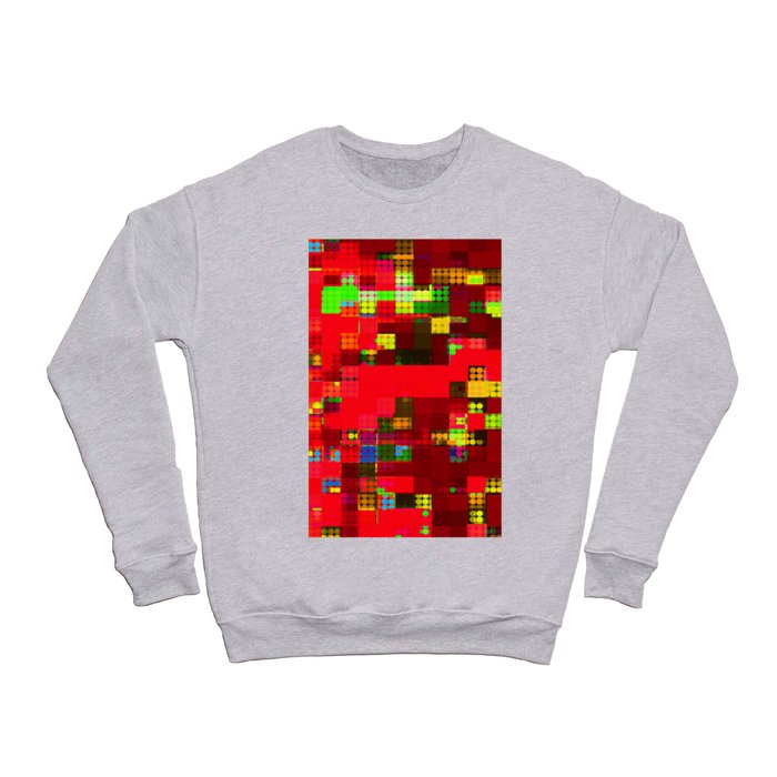 geometric pixel square pattern abstract background in red green yellow Crewneck Sweatshirt