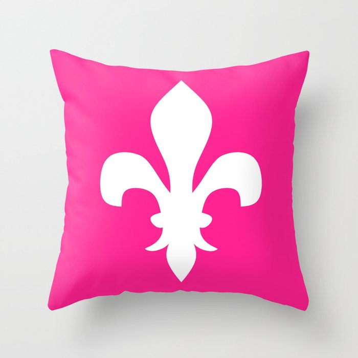 Fleur de Lis (White & Dark Pink) Throw Pillow