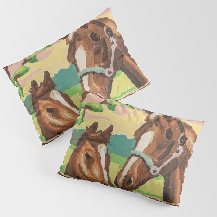 2 horses vintage paint by numbers pretty horses Horses are pretty Pillow Sham