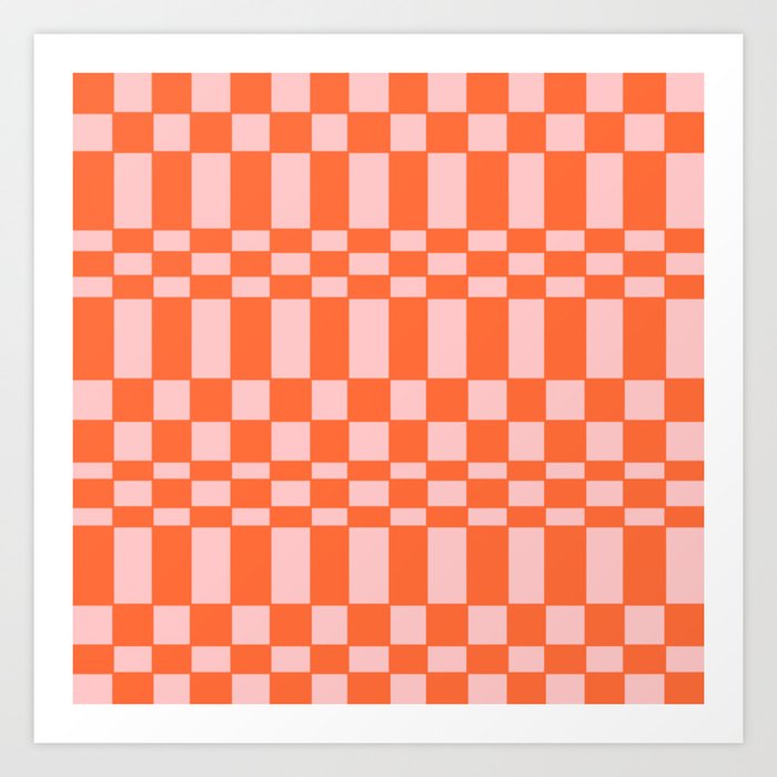Y2K Orange & Pink Checkerboard  Art Print