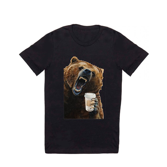 " Grizzly Mornings " give that bear some coffee T Shirt