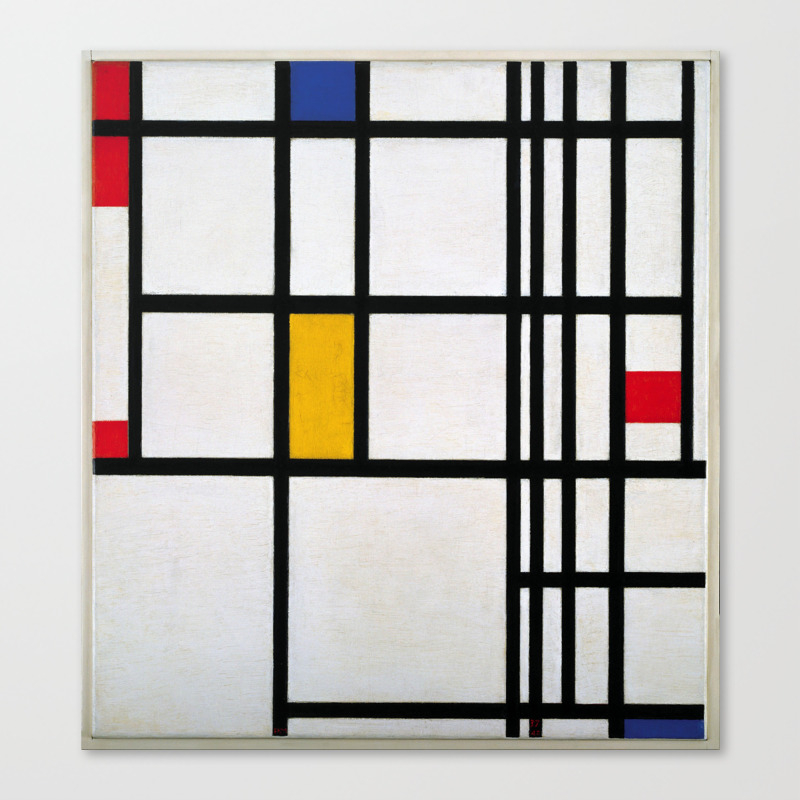 Framework Piet Mondrian Composition with Red Yellow and Blue Print on Canvas Canvas 