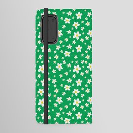 White Daisy Pattern with Emerald Green Android Wallet Case