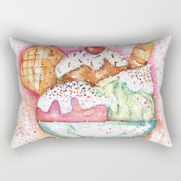 Ice Cream Watercolor Rectangular Pillow