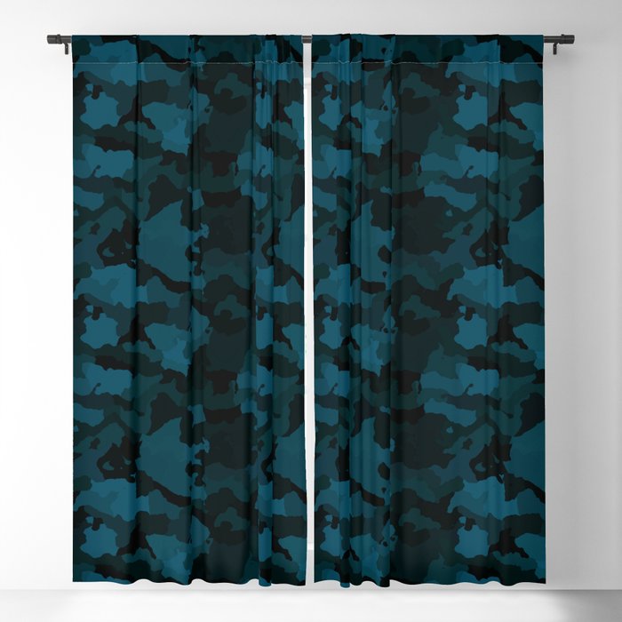 Navy Blue Naval Marine Camo Camouflage Pattern Blackout Curtain