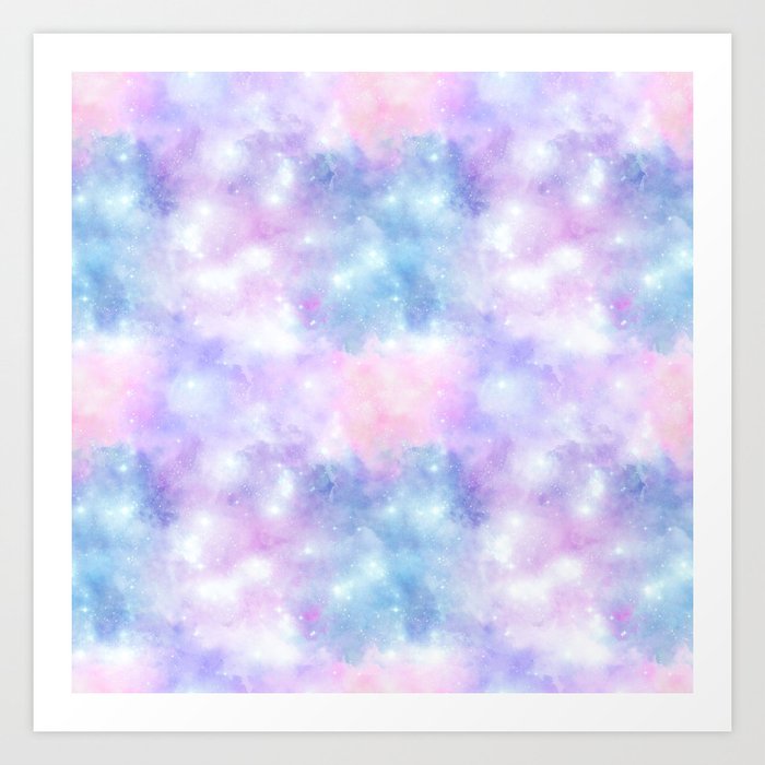 Pink Blue Nebula Painting Art Print