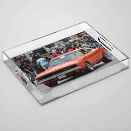 Hugger orange vintage Charger RT American muscle car automobile transportation color photograph - photography poster posters Acrylic Tray