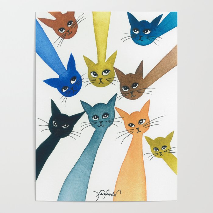 Normandy Whimsical Cats Poster