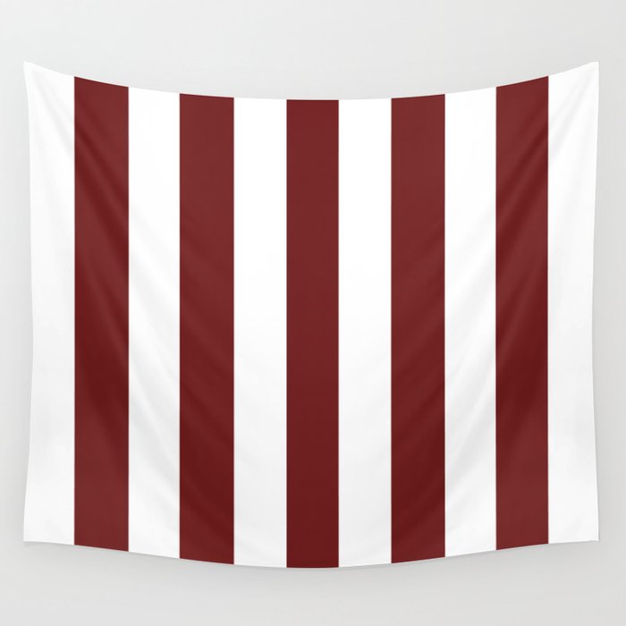 Prune purple - solid color - white vertical lines pattern Wall Tapestry