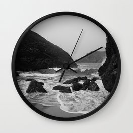 Kynance Cove in Black and White Wall Clock