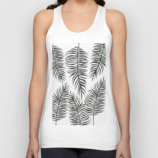 Black Fern Pattern Unisex Tank Top