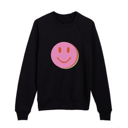 70s retro pink smiles pattern  Kids Crewneck | Trippy, Digital, Face, Pinky, Painting, 60S, Vintage, Peace, Positive, Smiley 