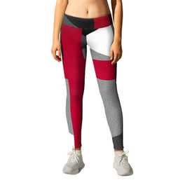 Black and White Triangles // Red Pink Cross (Golden Ration) Leggings | Pink, Black and White, Modern, Illustration, Red, Digital, Vector, Graphicdesign, White, Cross 