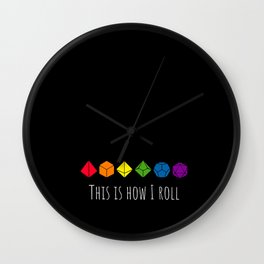 This is how I roll rainbow color Wall Clock | Dice, How, Dungeonsanddragons, Digital, D20, Lgbt, Graphicdesign, Roll, Color, Rainbow 