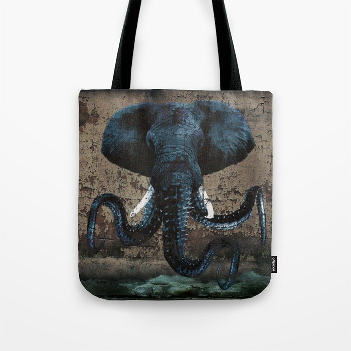 Spray Paint Morphed Elephant Tote Bag By Mathiasart4
