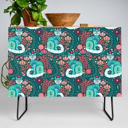 Maximalist Cats on Teal Credenza