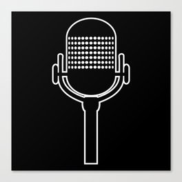 Retro Microphone In White Line Drawing Canvas Print