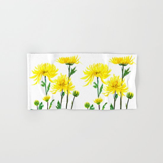 yellow chrysanthemum Hand & Bath Towel