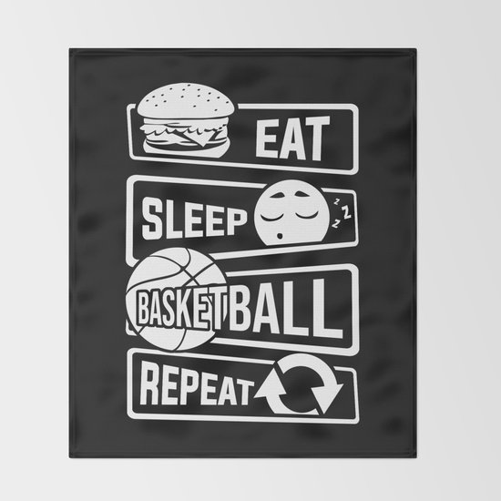 Eat Sleep Basketball Repeat B Ball Team Dunk Throw Blanket By