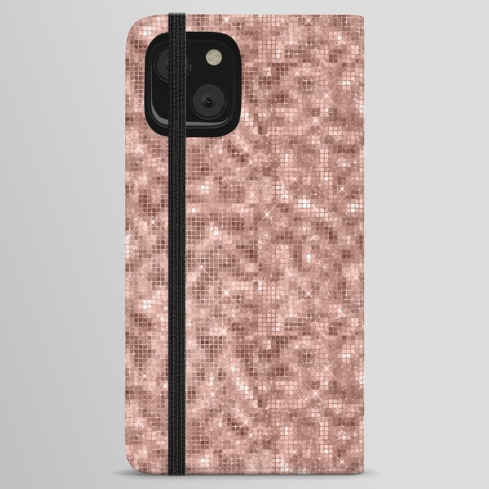 Luxury Rose Gold Sparkle Pattern iPhone Wallet Case