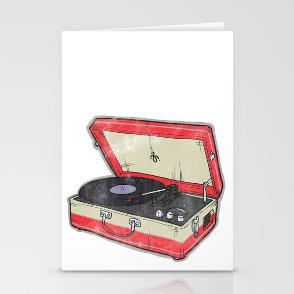 Vintage Record Player Stationery Cards