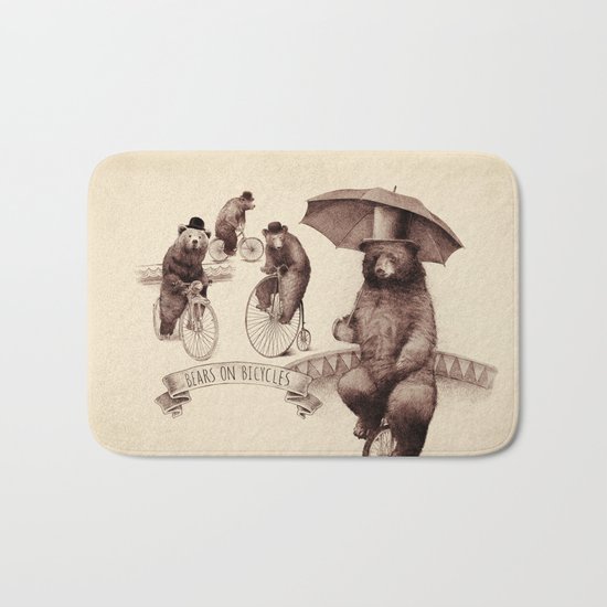 Bears on Bicycles Bath Mat