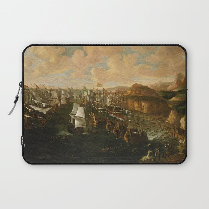 Ships on the waterfront vintage artwork Laptop Sleeve