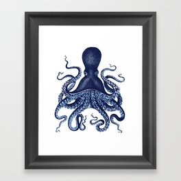 Watercolor blue vintage octopus Gerahmter Kunstdruck | Vintageoctopus, Vintageengraving, Kraken, Krakenartprint, Nauticaldecor, Sea, Octopusprint, Ocean, Engraving, Figurative 