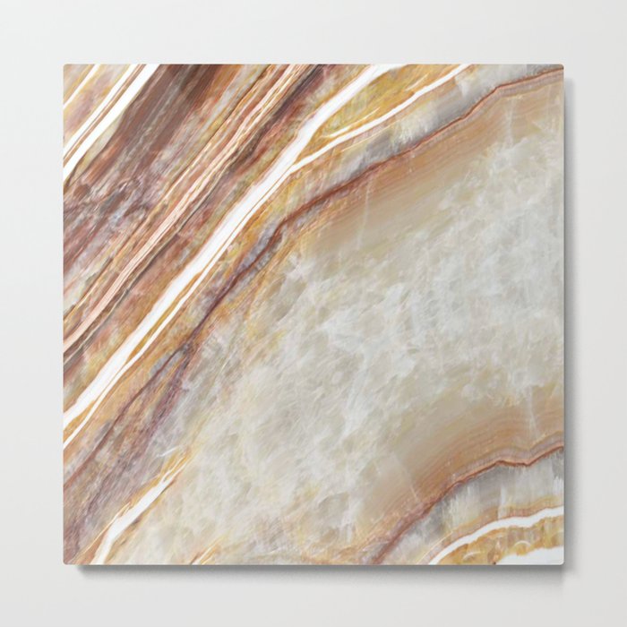 Ivory Agate Stone Metal Print