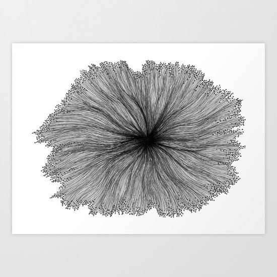 Jellyfish Flower B&W Art Print