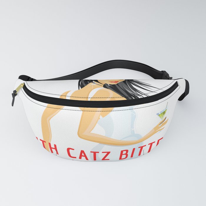 Square version of the Italian Apéritif Mix Your Drinks with Catz (Cats) Vermouth Bitters white background & colored text vintage alcoholic beverage advertising poster / posters Fanny Pack
