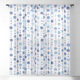 Blue Hanging Circles - watercolor pattern Sheer Curtain