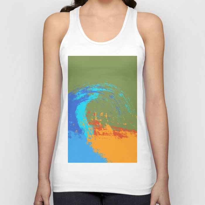 Kiki - Abstract Colorful Wave Art Design Pattern Blue Orange and Green Tank Top