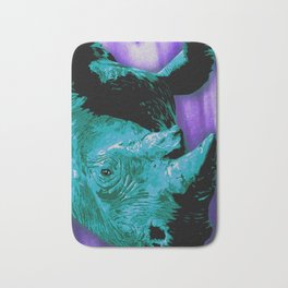 Rhino Bath Mat | Purpleandaqua, Rhinoart, Nurseryroomart, Colorfulwildlife, Animal, Rhino, Pop Art, Mixed Media, Rhinoceros, Digital 